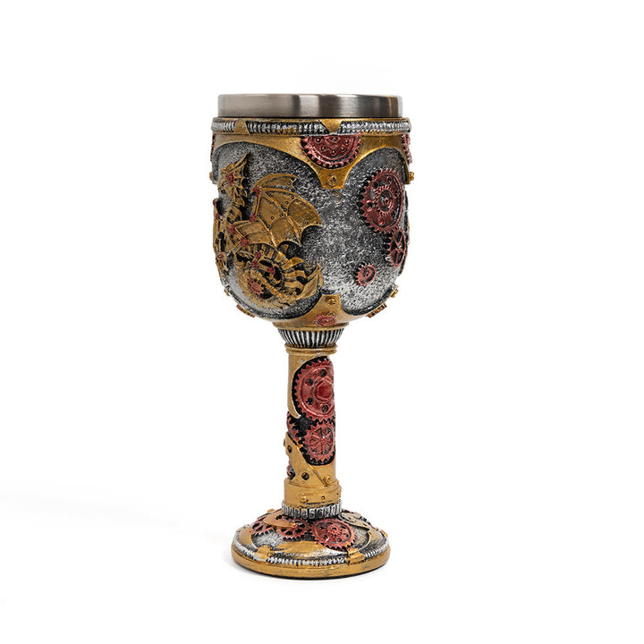 WorldNorse Steampunk Dragon Statue Goblet