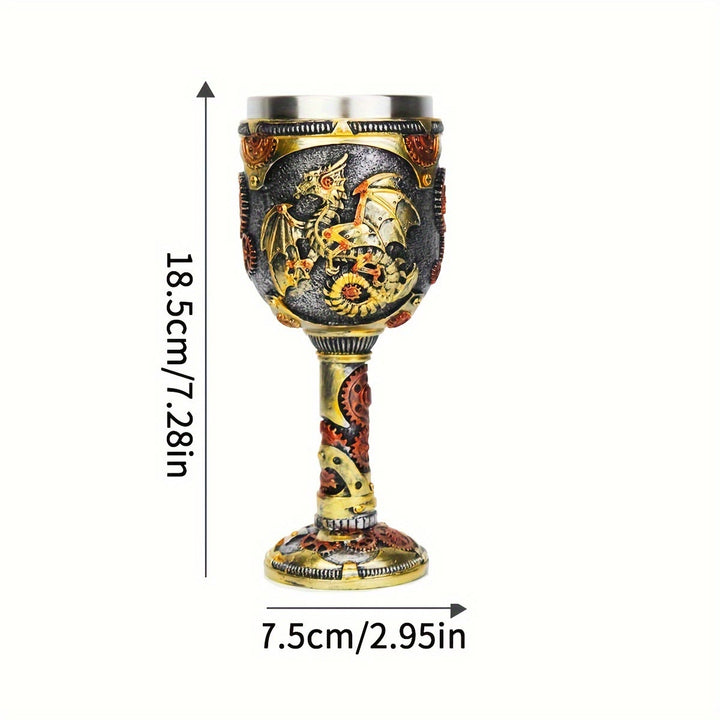 WorldNorse Steampunk Dragon Statue Goblet