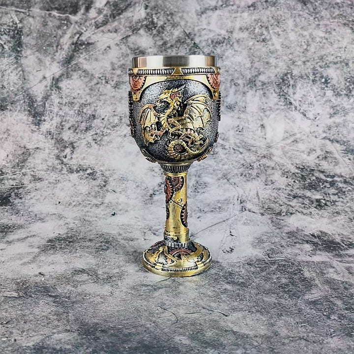 WorldNorse Steampunk Dragon Statue Goblet