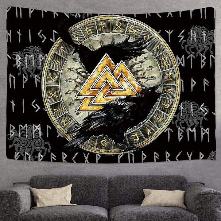 WorldNorse Viking Valknut Raven Tapestry