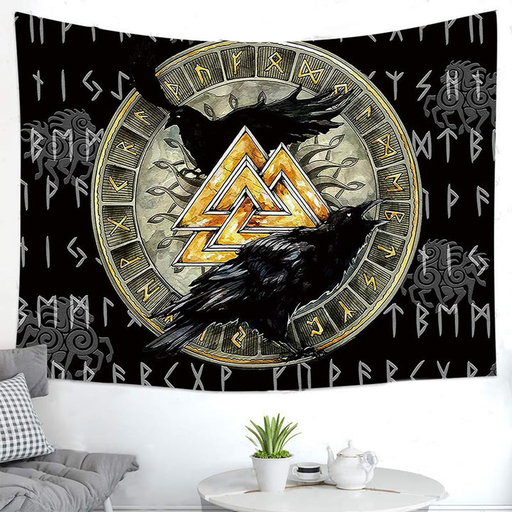 WorldNorse Viking Valknut Raven Tapestry