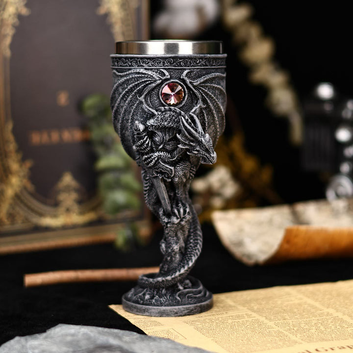 WorldNorse Medieval Mythology Dragon Hold Sword Goblet