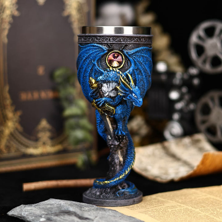 WorldNorse Medieval Mythology Dragon Hold Sword Goblet