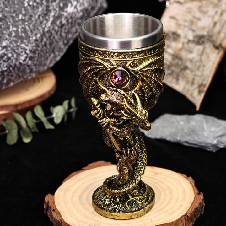 WorldNorse Medieval Mythology Dragon Hold Sword Goblet