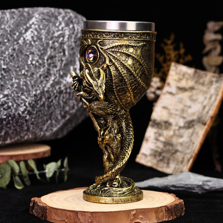 WorldNorse Medieval Mythology Dragon Hold Sword Goblet