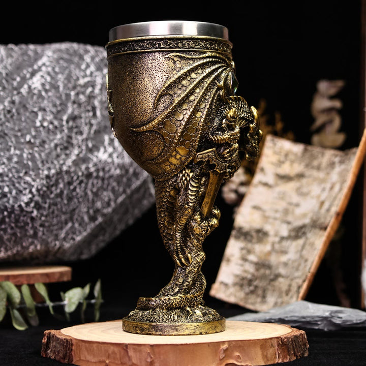 WorldNorse Medieval Mythology Dragon Hold Sword Goblet