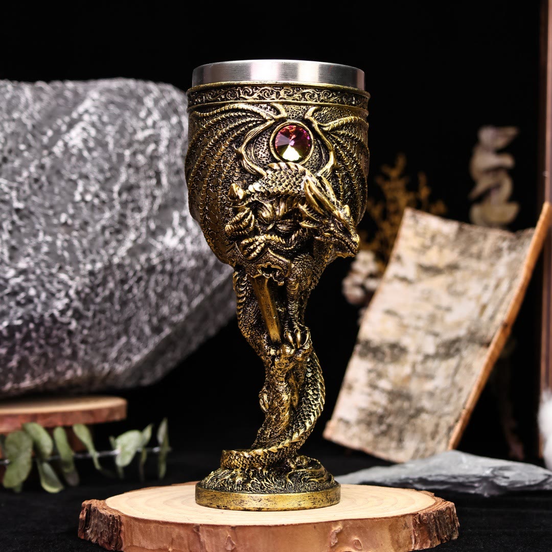 WorldNorse Medieval Mythology Dragon Hold Sword Goblet