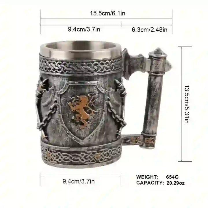 WorldNorse Medieval Viking Axe Lion Mug