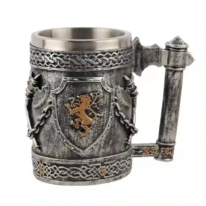 WorldNorse Medieval Viking Axe Lion Mug