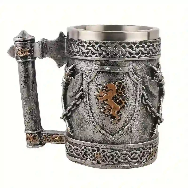 WorldNorse Medieval Viking Axe Lion Mug