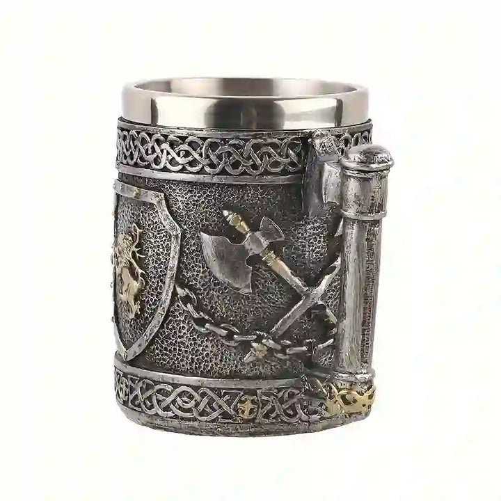 WorldNorse Medieval Viking Axe Lion Mug