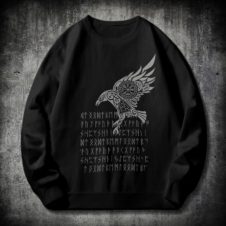 WorldNorse Raven With Vegvisir Runes Valknut Sweatshirt