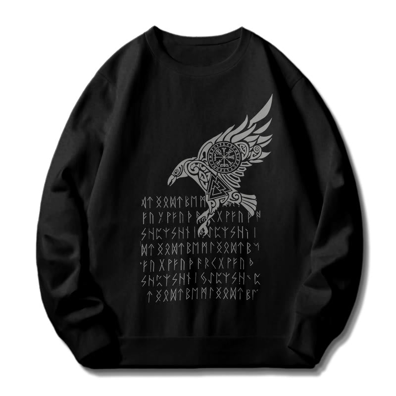 WorldNorse Raven With Vegvisir Runes Valknut Sweatshirt