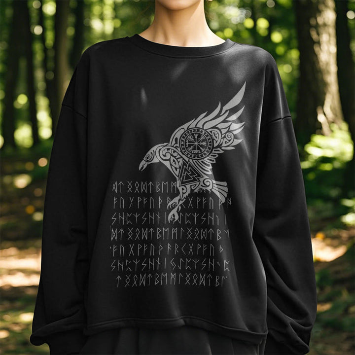 WorldNorse Raven With Vegvisir Runes Valknut Sweatshirt - image 8