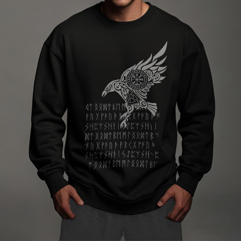 WorldNorse Raven With Vegvisir Runes Valknut Sweatshirt