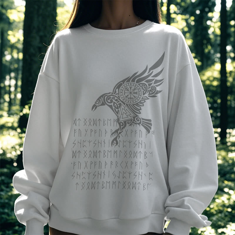 WorldNorse Raven With Vegvisir Runes Valknut Sweatshirt