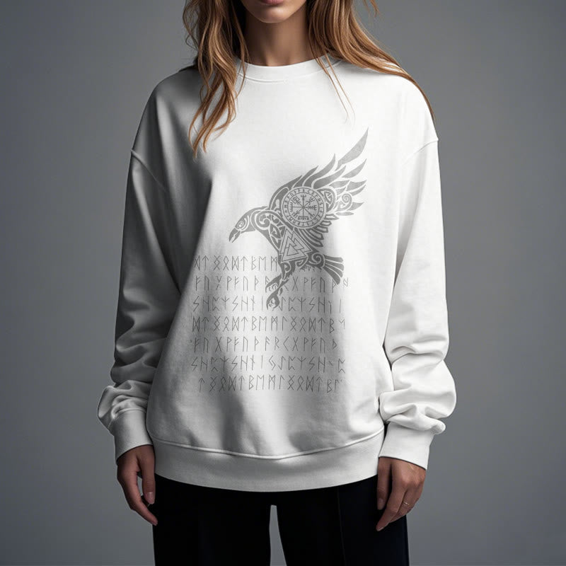 WorldNorse Raven With Vegvisir Runes Valknut Sweatshirt