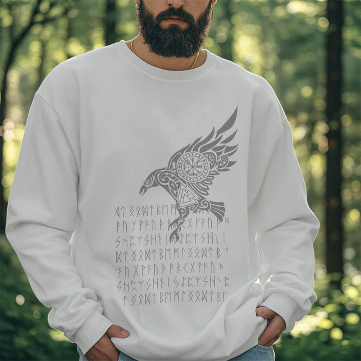 WorldNorse Raven With Vegvisir Runes Valknut Sweatshirt