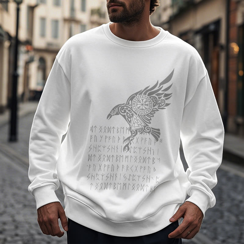 WorldNorse Raven With Vegvisir Runes Valknut Sweatshirt