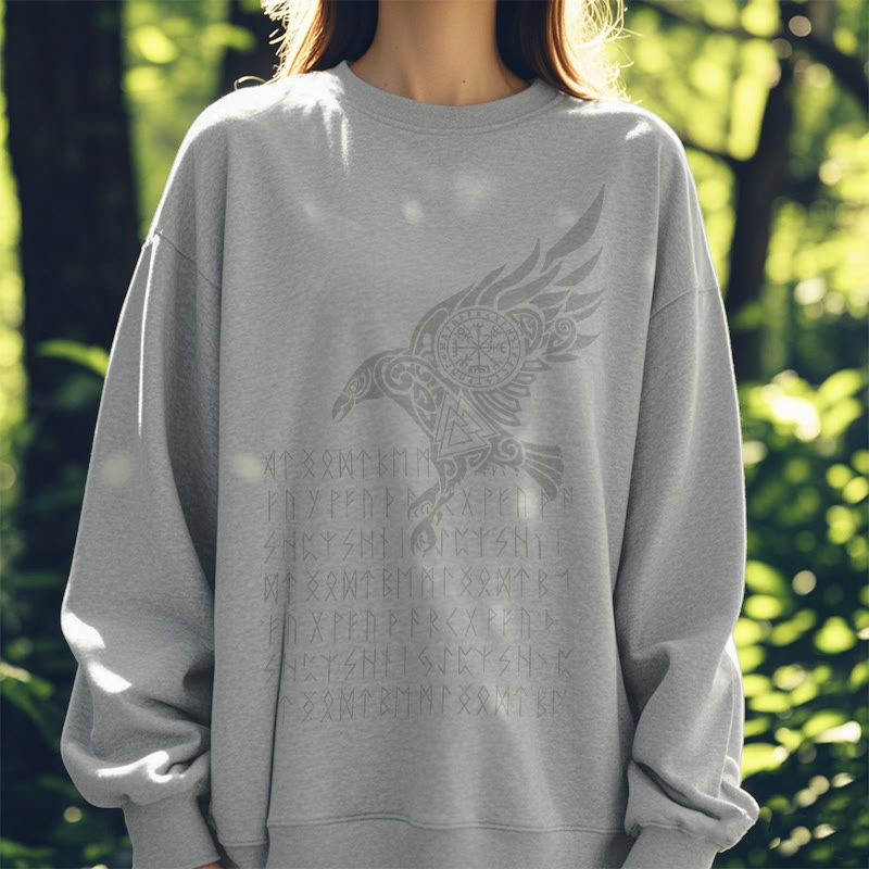 WorldNorse Raven With Vegvisir Runes Valknut Sweatshirt