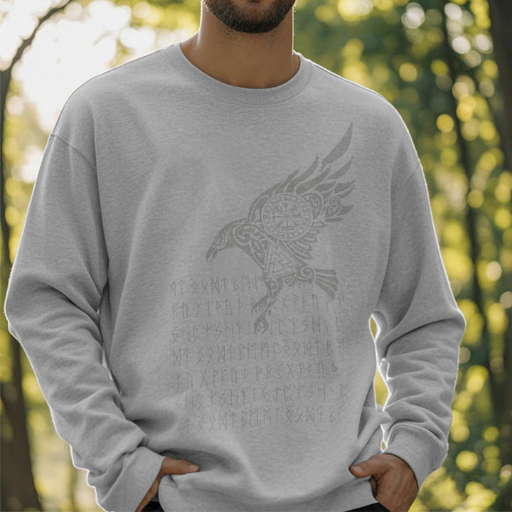 WorldNorse Raven With Vegvisir Runes Valknut Sweatshirt