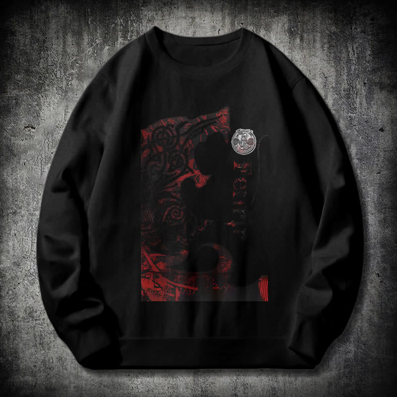 WorldNorse Viking Wolve Fenrir Blood Sweatshirt - Black - 2XL - image 0