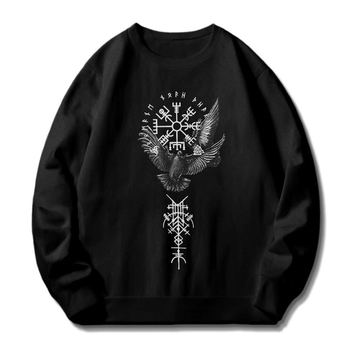 WorldNorse Viking Birds Runes Vegvisir Totem Sweatshirt