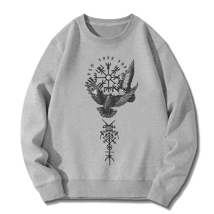 WorldNorse Viking Birds Runes Vegvisir Totem Sweatshirt