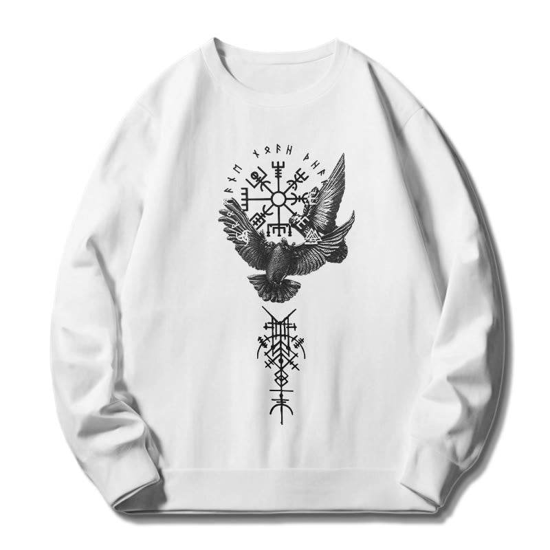 WorldNorse Viking Birds Runes Vegvisir Totem Sweatshirt