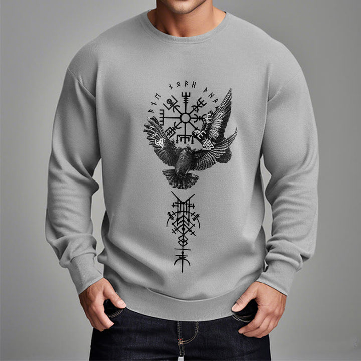 WorldNorse Viking Birds Runes Vegvisir Totem Sweatshirt