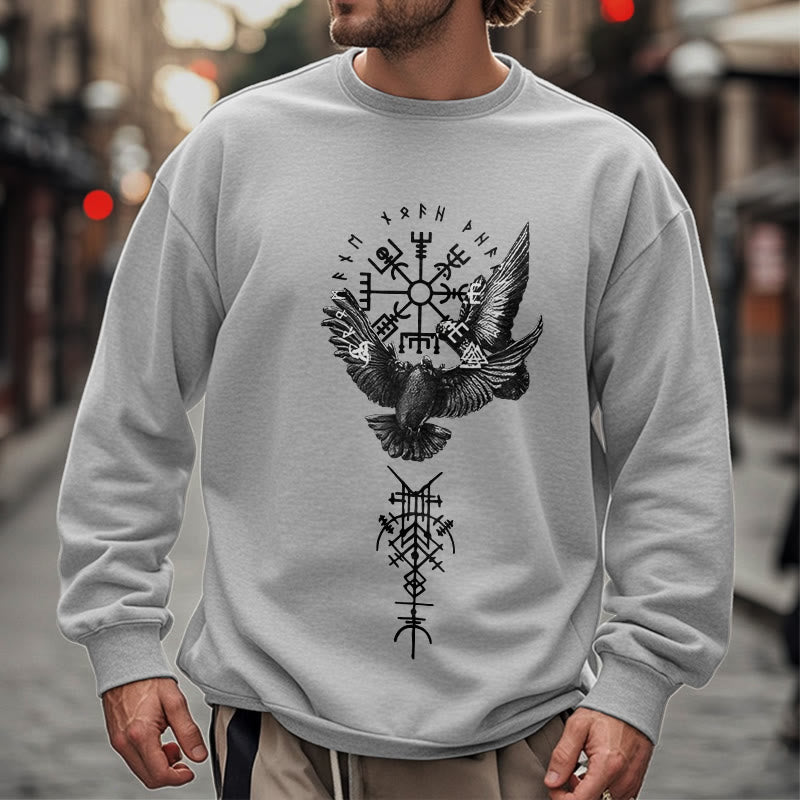 WorldNorse Viking Birds Runes Vegvisir Totem Sweatshirt