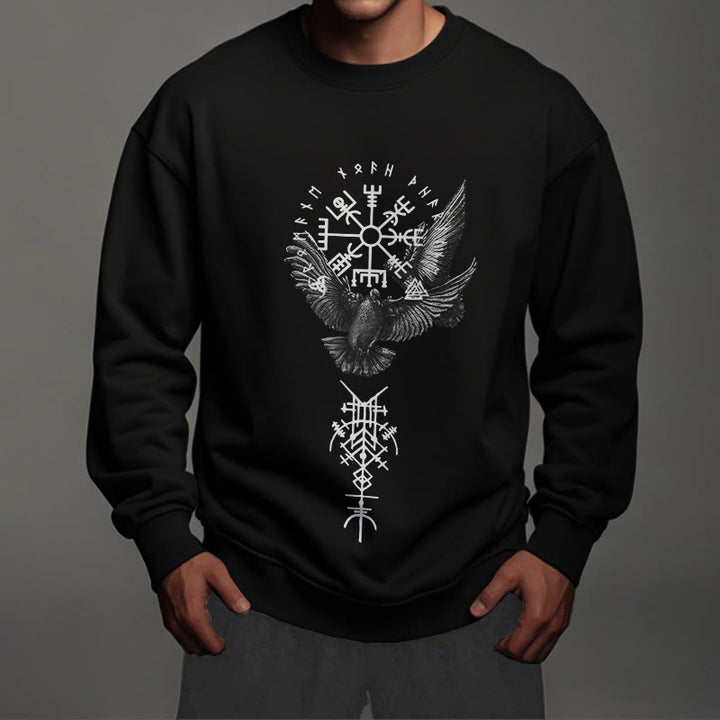 WorldNorse Viking Birds Runes Vegvisir Totem Sweatshirt