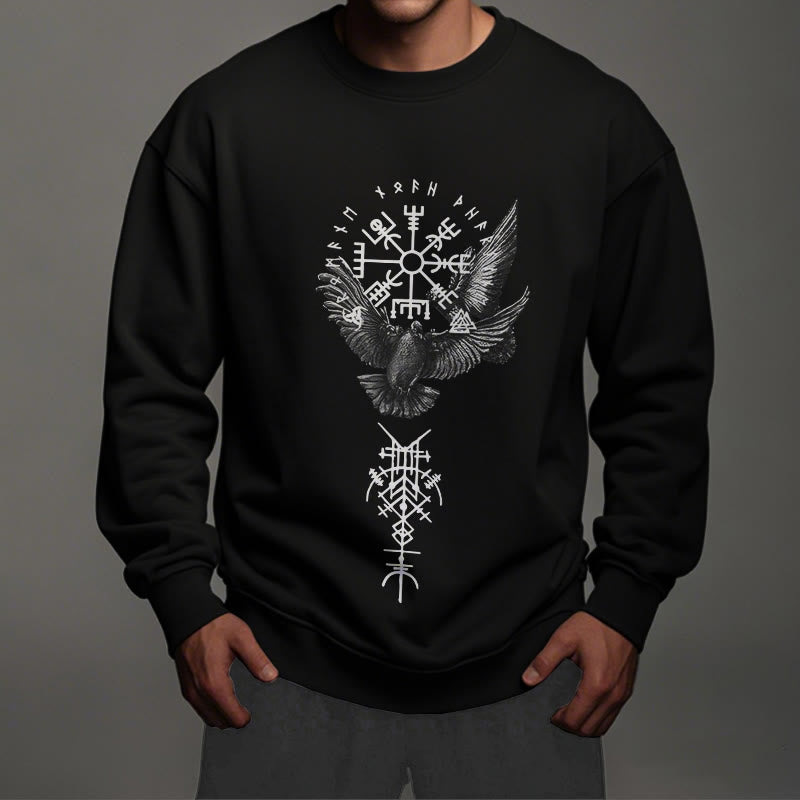 WorldNorse Viking Birds Runes Vegvisir Totem Sweatshirt - image 4