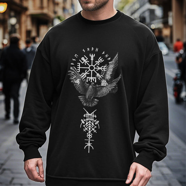 WorldNorse Viking Birds Runes Vegvisir Totem Sweatshirt