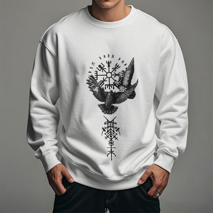 WorldNorse Viking Birds Runes Vegvisir Totem Sweatshirt - image 12