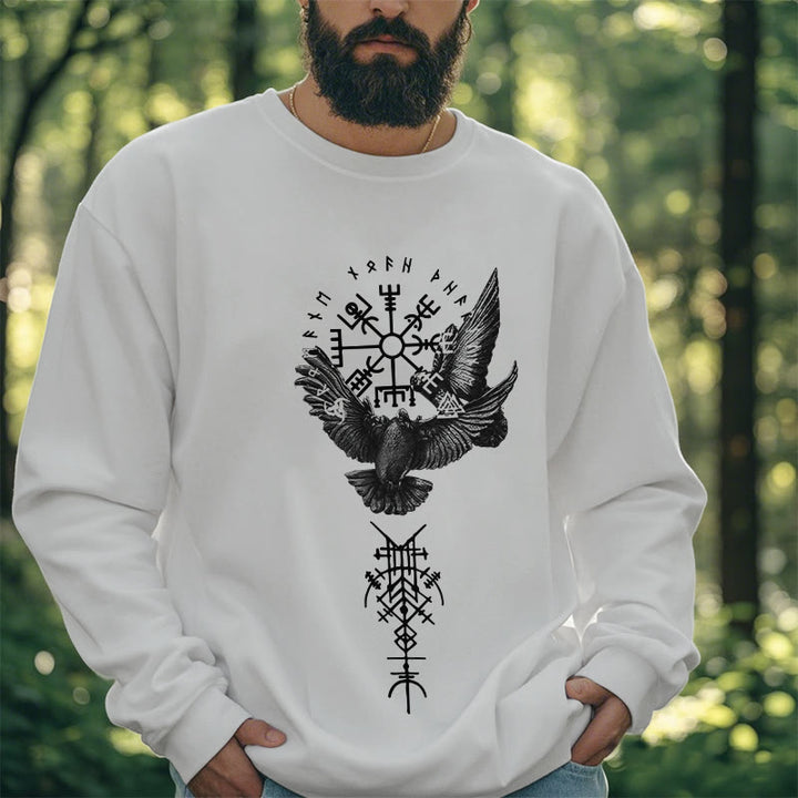 WorldNorse Viking Birds Runes Vegvisir Totem Sweatshirt - image 13