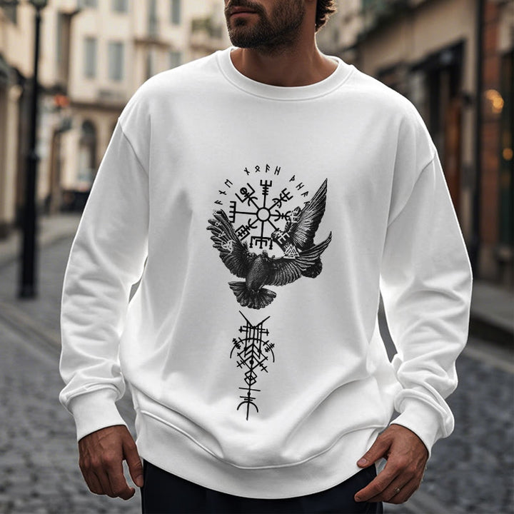 WorldNorse Viking Birds Runes Vegvisir Totem Sweatshirt - image 14