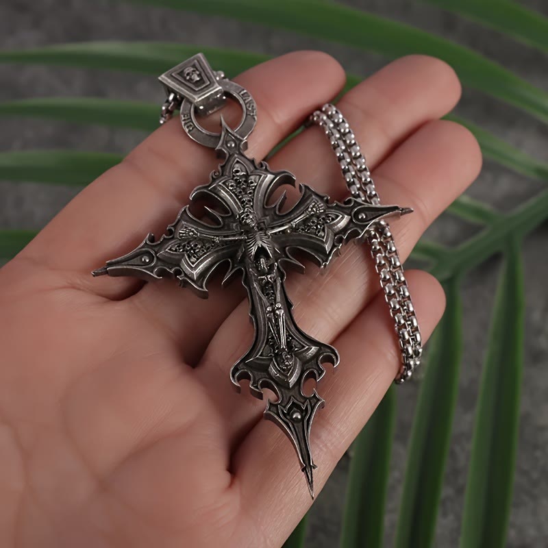 FREE Today: Bones of Faith Gothic Skull Cross Pendant Necklace