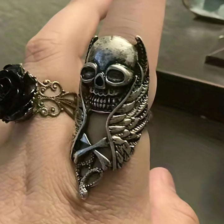 FREE Today: Punk Skull Feather Rock Ring