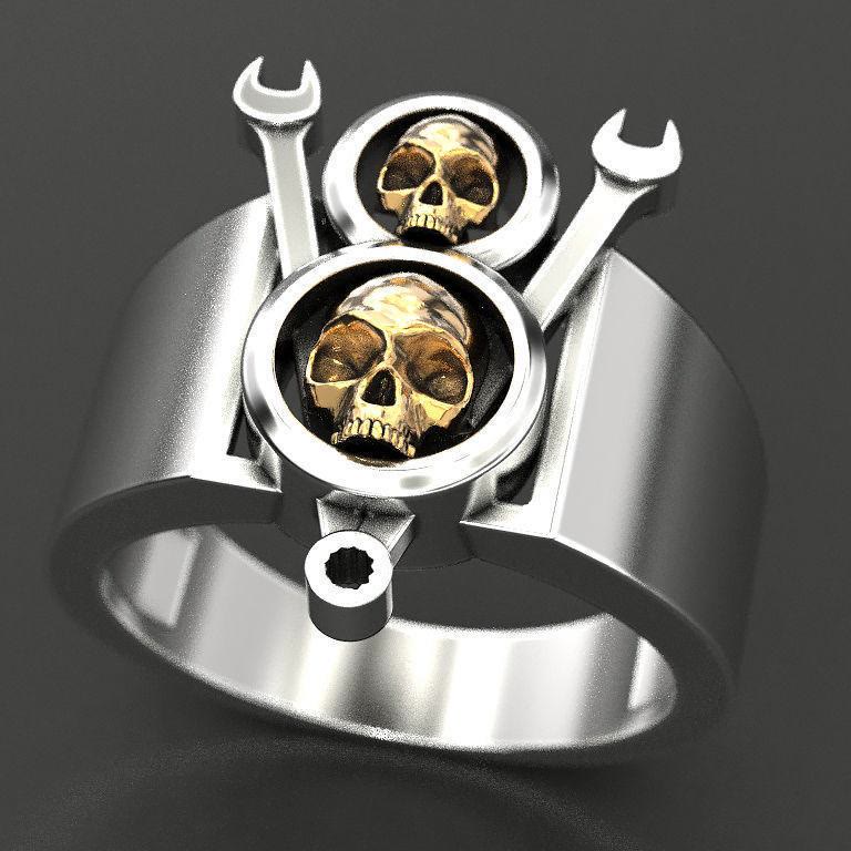 FREE Today: Gothic Double Gold Skull Spanner Ring