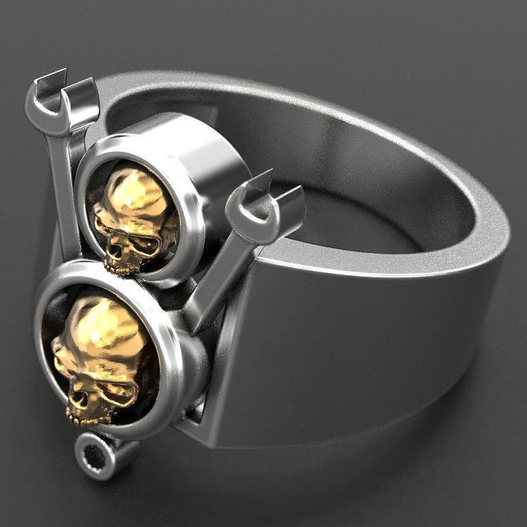 FREE Today: Gothic Double Gold Skull Spanner Ring