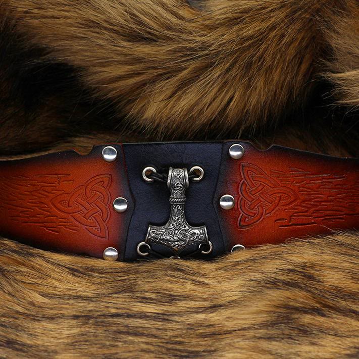 WorldNorse Mjolnir Leather Cuff Bracelet