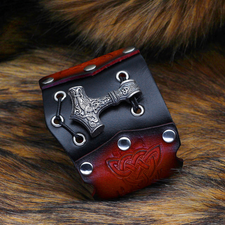 WorldNorse Mjolnir Leather Cuff Bracelet