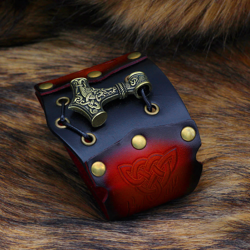 WorldNorse Mjolnir Leather Cuff Bracelet