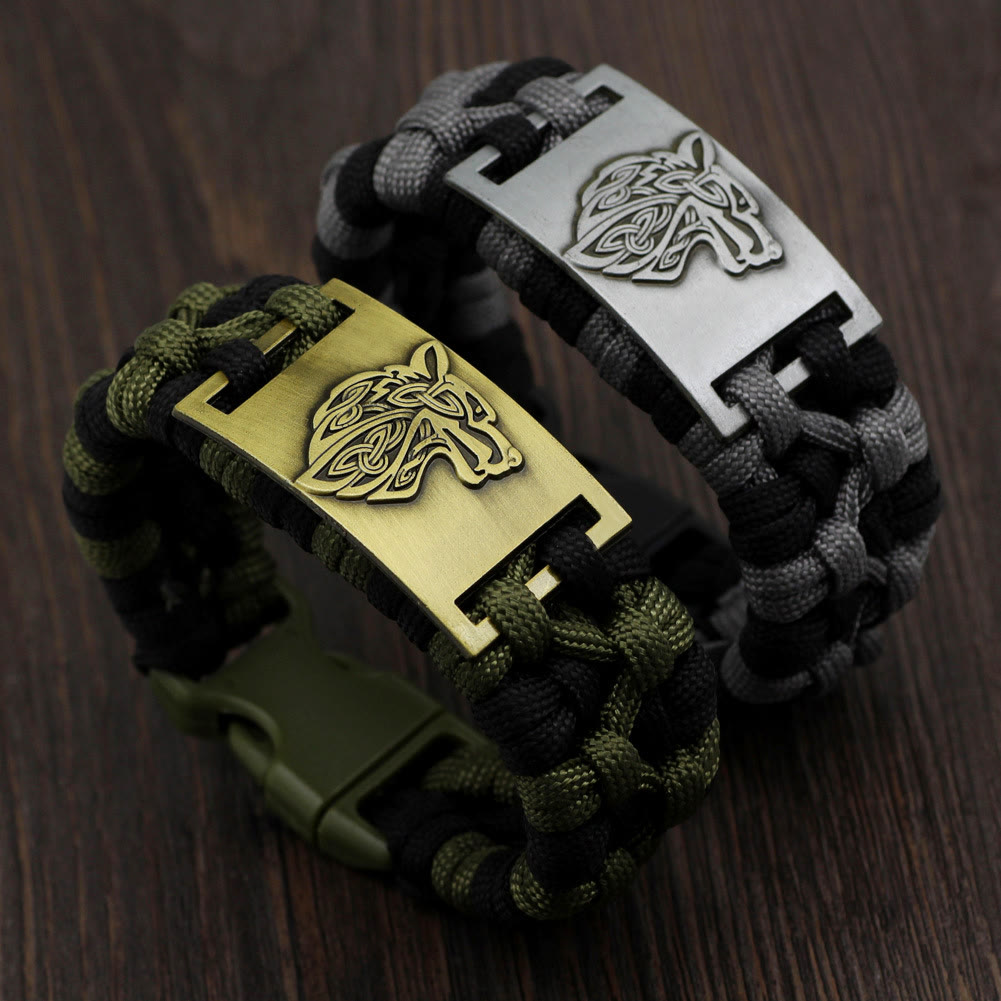 WorldNorse Braided Wolves Paracord Bracelet