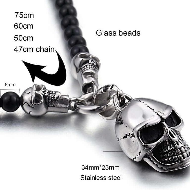 WorldNorse Glass Beads Skull Necklace