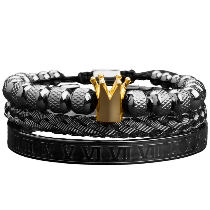 WorldNorse Royal Crown Roman Numeral Bracelet