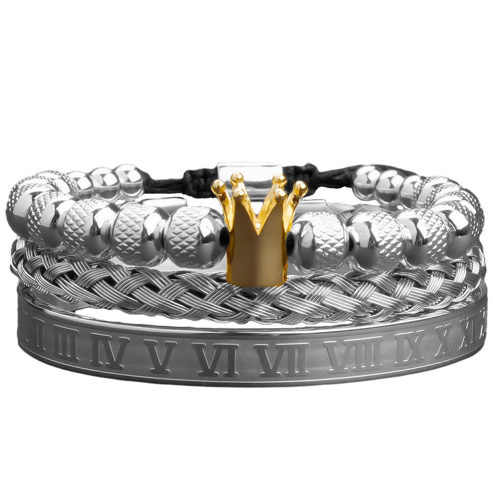 WorldNorse Royal Crown Roman Numeral Bracelet