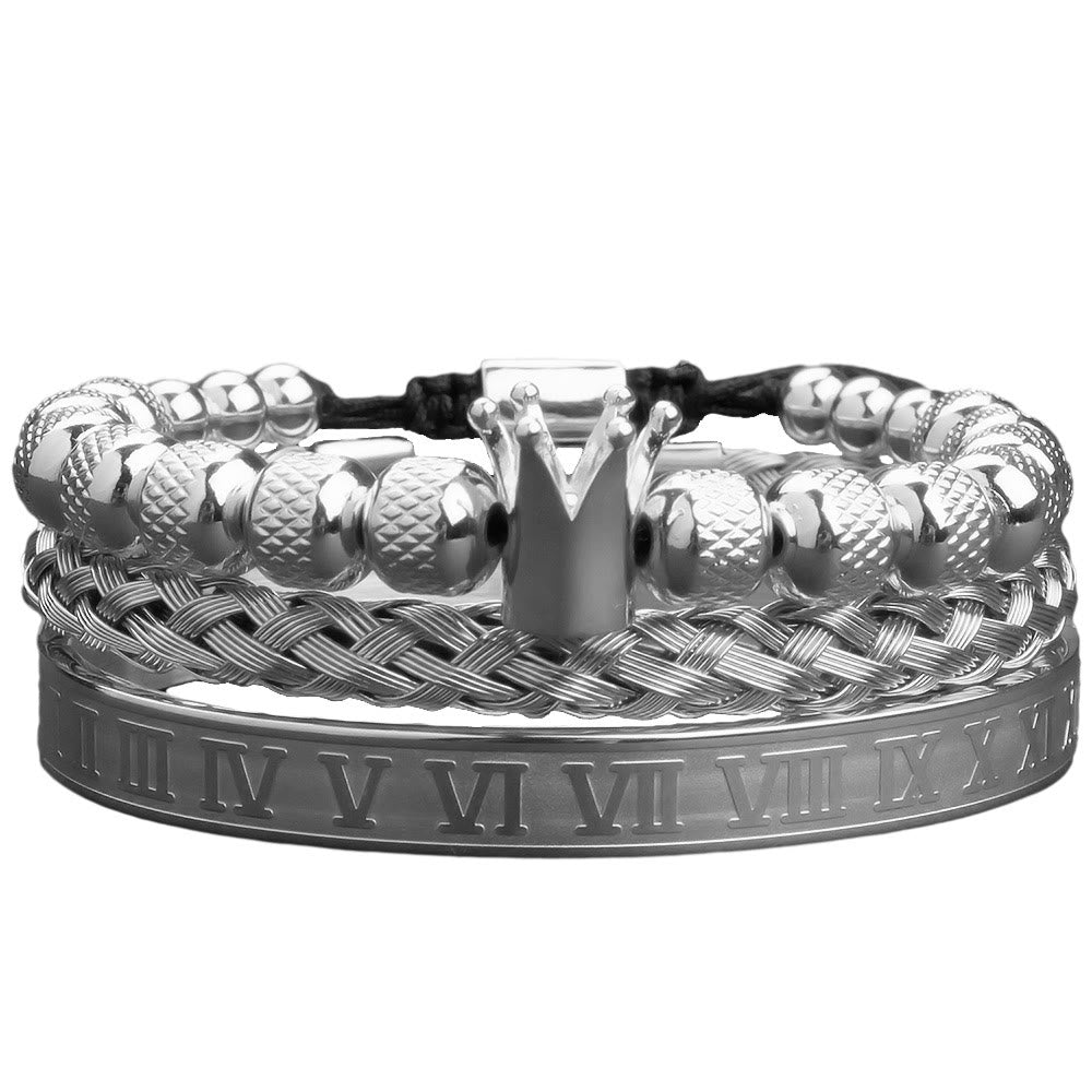 WorldNorse Royal Crown Roman Numeral Bracelet