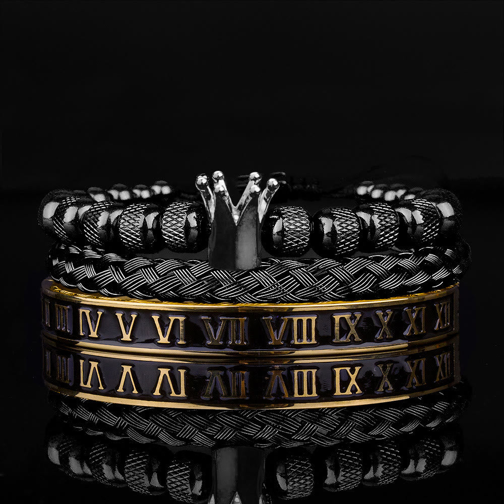 WorldNorse Royal Crown Roman Numeral Bracelet